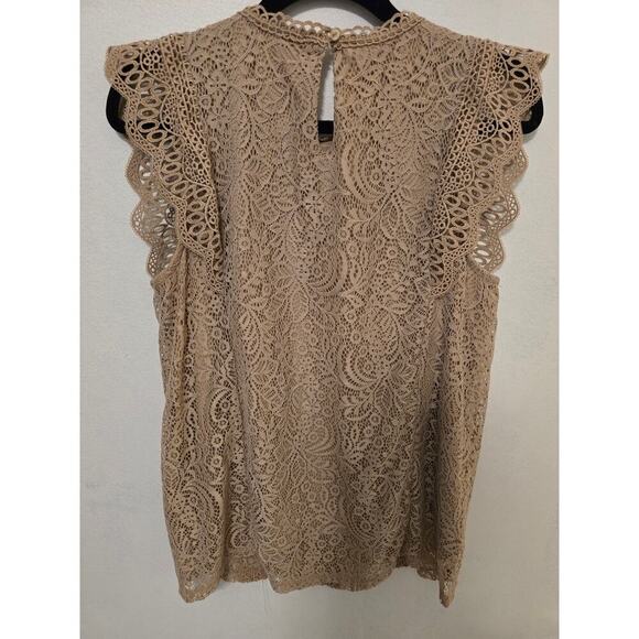 Able and Gauge Brown Lace Dress Tank Top Shirt Women's Size Large - Picture 2 of 6
